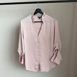 H&M Light Pink Ruffle Collar Blouse